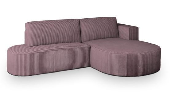 Canapé D'angle Cortio Violet En Velours Côtelé Avec Fonction De Couchage