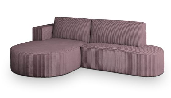 Canapé D'angle Cortio Violet En Velours Côtelé Avec Fonction De Couchage