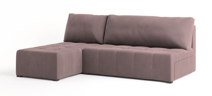 Canapé D'angle Domira Rose En Peluche Avec Fonction De Couchage