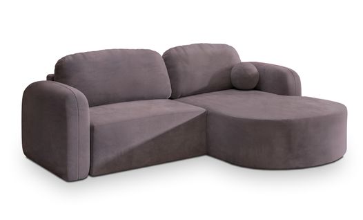 Canapé D'angle Amilia Violet En Velours Avec Fonction De Couchage