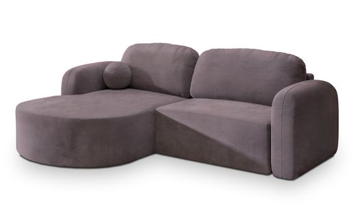 Canapé D'angle Amilia Violet En Velours Avec Fonction De Couchage