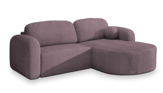 Canapé D'angle Amilia Violet En Velours Côtelé Avec Fonction De Couchage