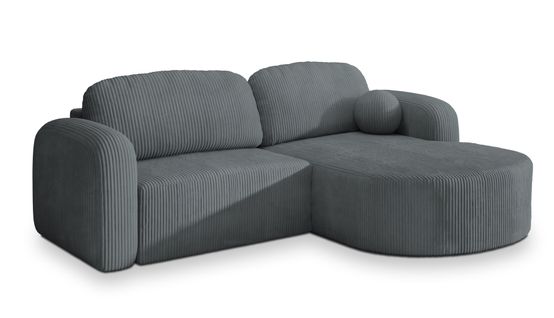 Canapé D'angle Amilia Gris En Velours Côtelé Avec Fonction De Couchage