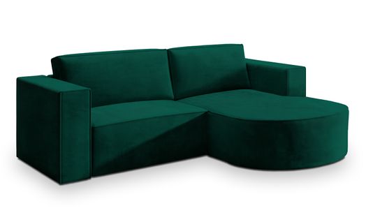 Canapé D'angle Sorela Vert Sapin En Velours Avec Fonction De Couchage