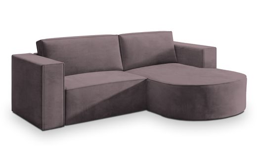 Canapé D'angle Sorela Violet En Velours Avec Fonction De Couchage