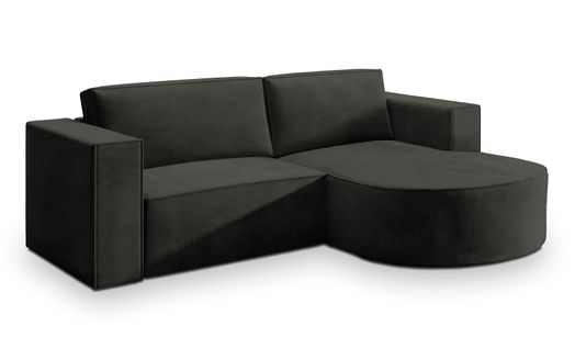Canapé D'angle Sorela Noir En Velours Avec Fonction De Couchage