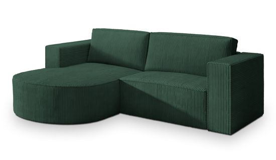 Canapé D'angle Sorela Vert En Velours Côtelé Avec Fonction De Couchage