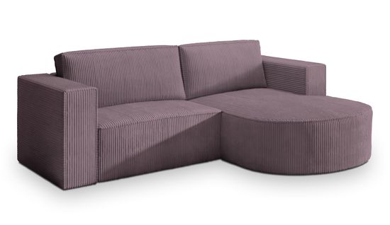 Canapé D'angle Sorela Violet En Velours Côtelé Avec Fonction De Couchage