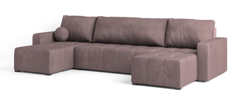 Canapé D'angle Tolari Rose En Peluche Avec Fonction De Couchage