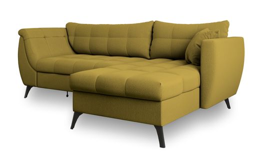 Canapé D'angle Mollis Jaune En Tissu Texturé Avec Fonction De Couchage