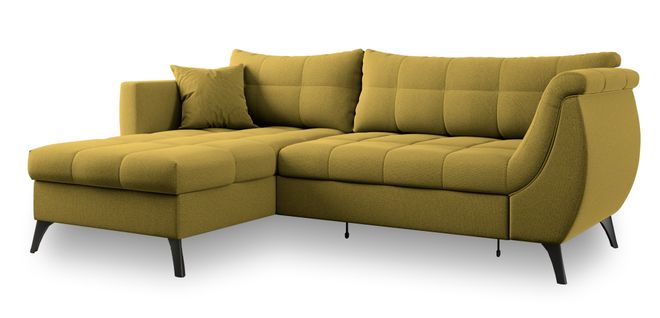 Canapé D'angle Mollis Jaune En Tissu Texturé Avec Fonction De Couchage