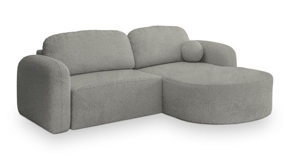 Canapé D'angle Amilia Gris Clair En Bouclé Avec Fonction De Couchage