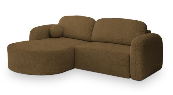 Canapé D'angle Amilia Orange En Bouclé Avec Fonction De Couchage