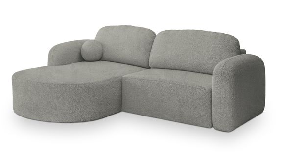 Canapé D'angle Amilia Gris Clair En Bouclé Avec Fonction De Couchage