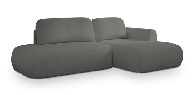 Canapé D'angle Nuvira Gris En Bouclé Avec Fonction De Couchage