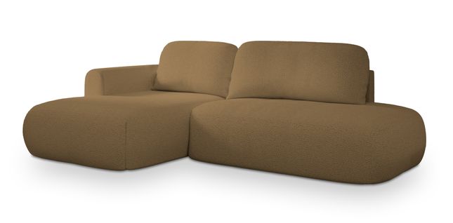 Canapé D'angle Nuvira Orange En Bouclé Avec Fonction De Couchage