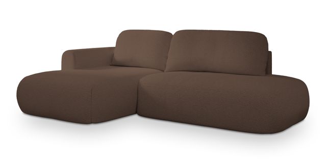 Canapé D'angle Nuvira Marron En Bouclé Avec Fonction De Couchage