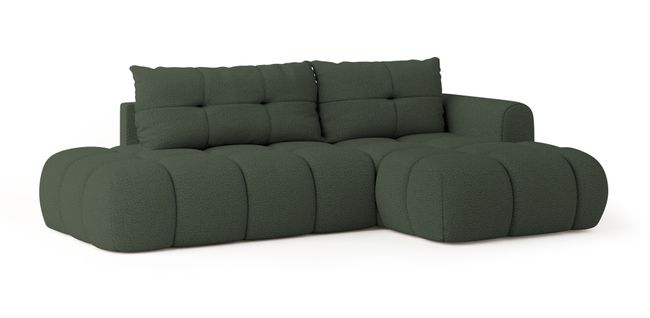 Canapé D'angle Fluma Vert En Bouclé Avec Fonction De Couchage