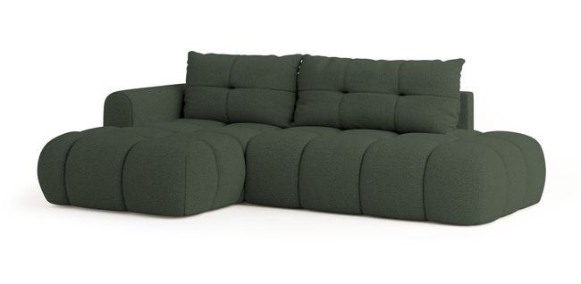 Canapé D'angle Fluma Vert En Bouclé Avec Fonction De Couchage