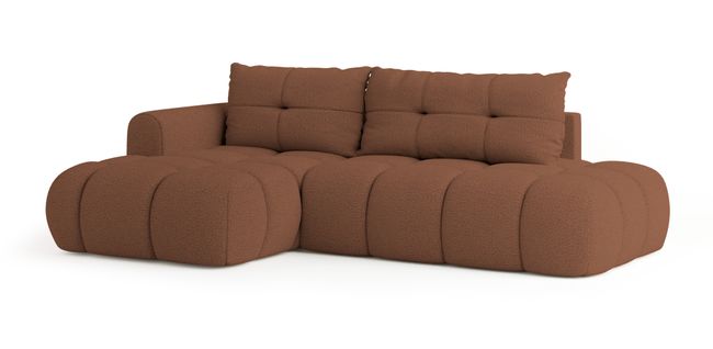 Canapé D'angle Fluma Cuivré En Bouclé Avec Fonction De Couchage