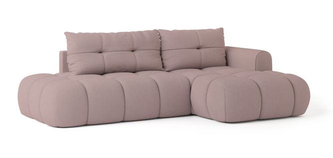 Canapé D'angle Fluma Rose En Tissu Texturé Avec Fonction De Couchage