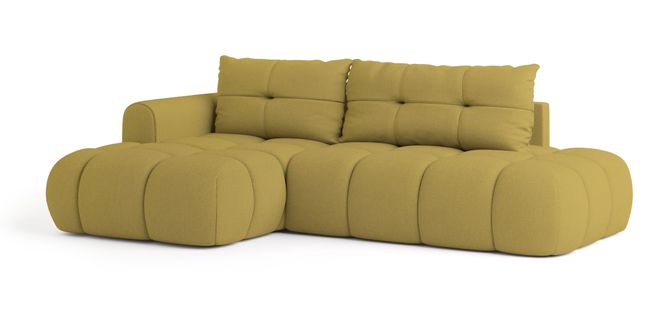 Canapé D'angle Fluma Jaune En Tissu Texturé Avec Fonction De Couchage