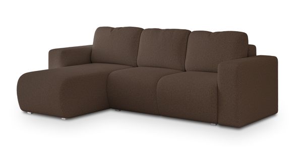 Canapé D'angle Rinova Marron En Bouclé Avec Fonction De Couchage
