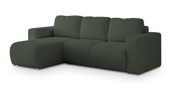 Canapé D'angle Rinova Vert En Bouclé Avec Fonction De Couchage