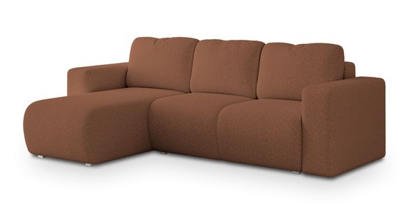 Canapé D'angle Rinova Cuivré En Bouclé Avec Fonction De Couchage