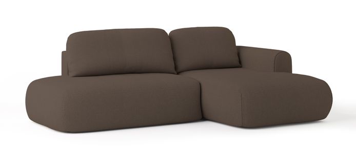 Canapé D'angle Nuvira Marron En Tissu Texturé Avec Fonction De Couchage