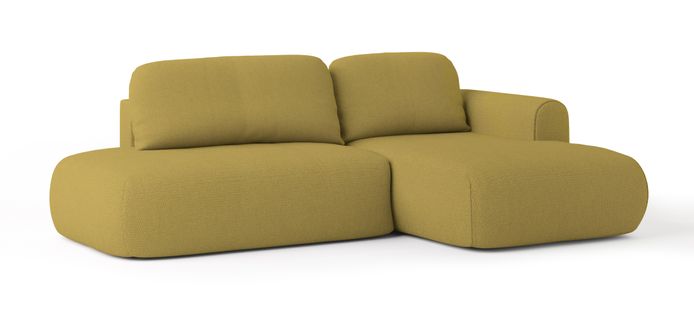 Canapé D'angle Nuvira Jaune En Tissu Texturé Avec Fonction De Couchage