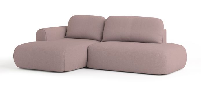 Canapé D'angle Nuvira Rose En Tissu Texturé Avec Fonction De Couchage