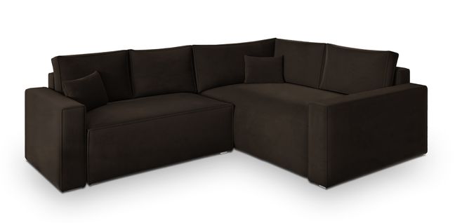 Canapé D'angle Eronis Marron En Velours Avec Fonction De Couchage