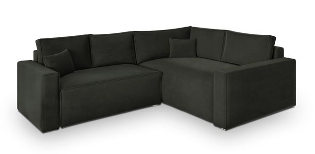 Canapé D'angle Eronis Noir En Velours Avec Fonction De Couchage