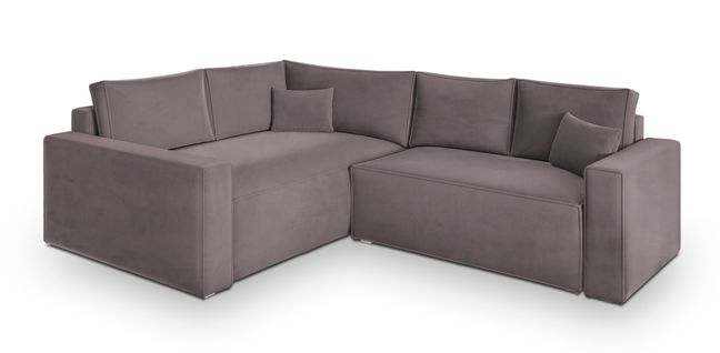 Canapé D'angle Eronis Violet En Velours Avec Fonction De Couchage