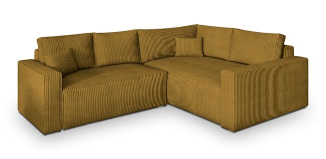 Canapé D'angle Eronis Jaune En Velours Côtelé Avec Fonction De Couchage