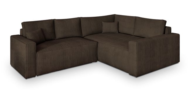 Canapé D'angle Eronis Marron En Velours Côtelé Avec Fonction De Couchage