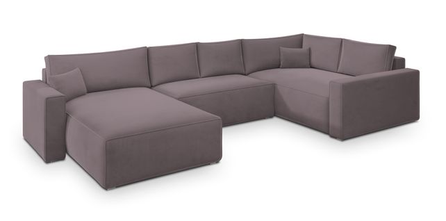 Canapé D'angle Velami Violet En Velours Avec Fonction De Couchage