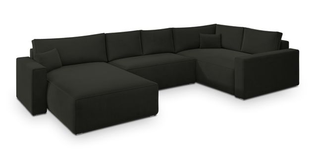 Canapé D'angle Velami Noir En Velours Avec Fonction De Couchage
