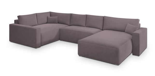 Canapé D'angle Velami Violet En Velours Avec Fonction De Couchage