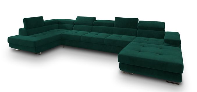 Canapé D'angle Toriva Vert Sapin En Velours Avec Fonction De Couchage