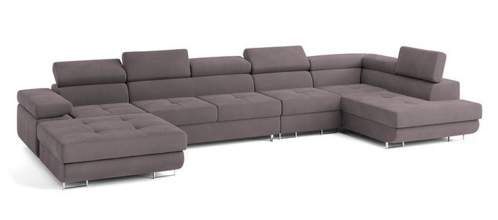 Canapé D'angle Velora  Violet En Velours Avec Fonction De Couchage