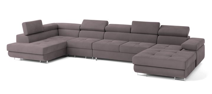 Canapé D'angle Velora  Violet En Velours Avec Fonction De Couchage