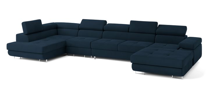 Canapé D'angle Velora  Bleu En Velours Avec Fonction De Couchage
