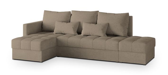 Canapé D'angle Lumari Marron En Tissu Texturé Avec Fonction De Couchage
