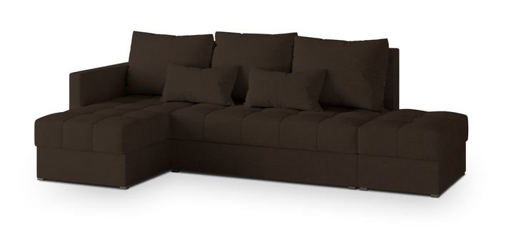 Canapé D'angle Lumari Marron En Tissu Texturé Avec Fonction De Couchage