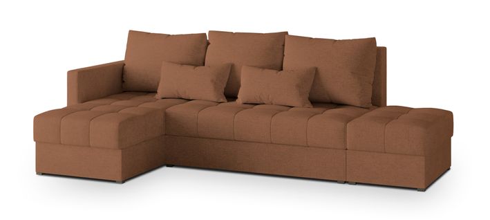 Canapé D'angle Lumari Cuivré En Tissu Texturé Avec Fonction De Couchage