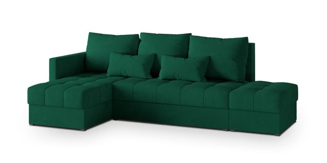 Canapé D'angle Lumari Vert Sapin En Peluche Avec Fonction De Couchage