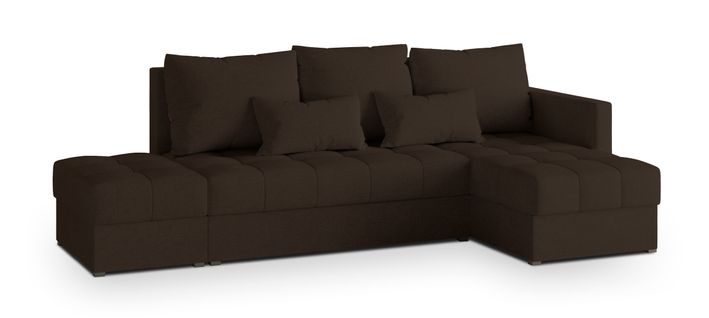 Canapé D'angle Lumari Marron En Tissu Texturé Avec Fonction De Couchage