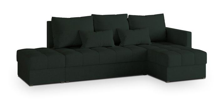 Canapé D'angle Lumari Vert En Tissu Texturé Avec Fonction De Couchage